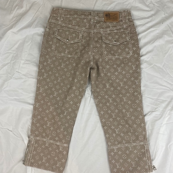 Tan Louis Vuitton Denim Monogram Capri Pants - Picture 1 of 3